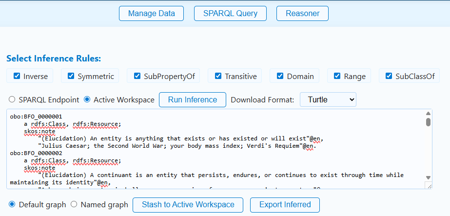 Axiolotl inference tab with rule selection and output preview